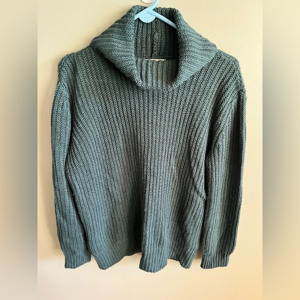 Pink Republic Green Turtleneck Cable Knit Sweater